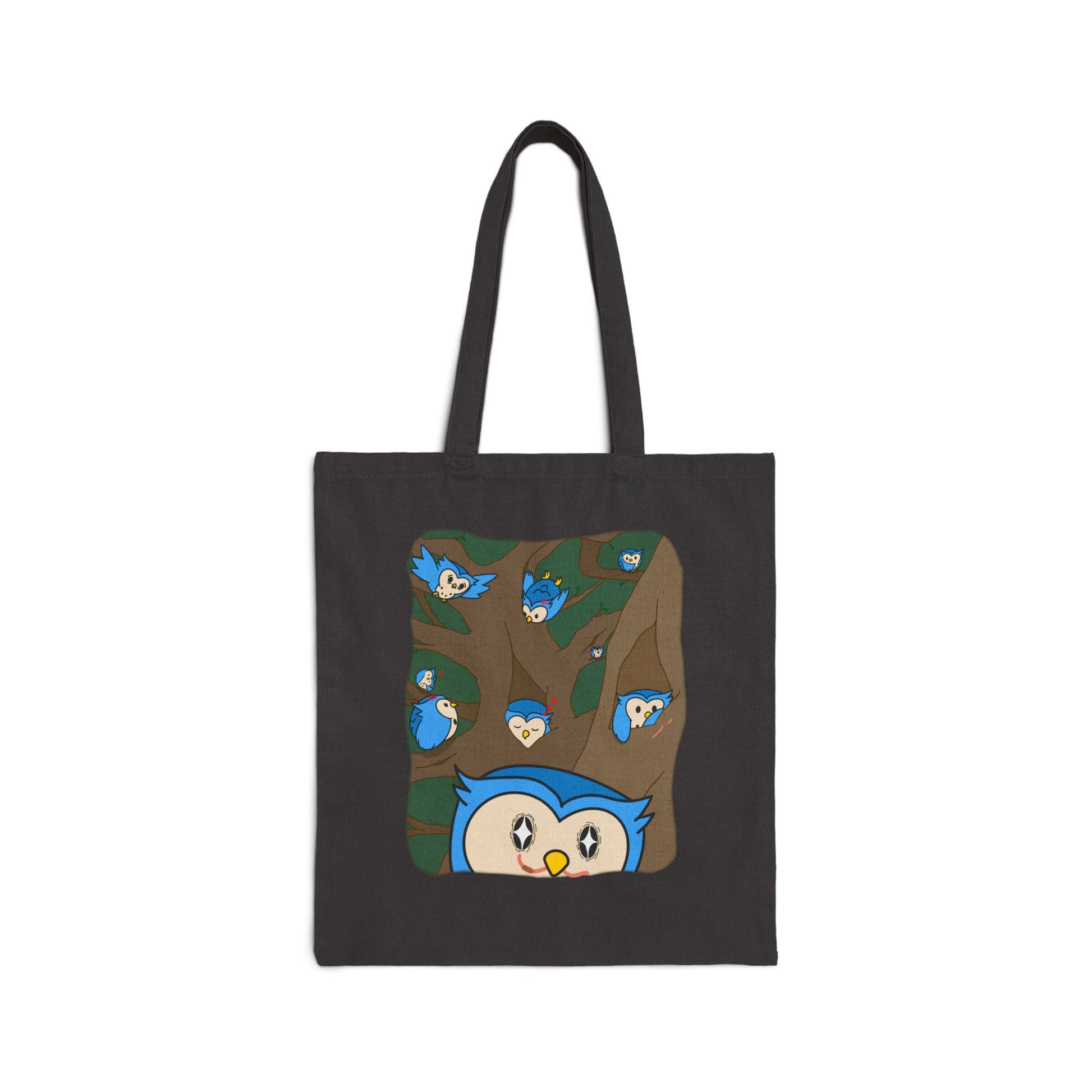 Observant Owlbert - 15" x 16" - Natural and Black - Tote Bag