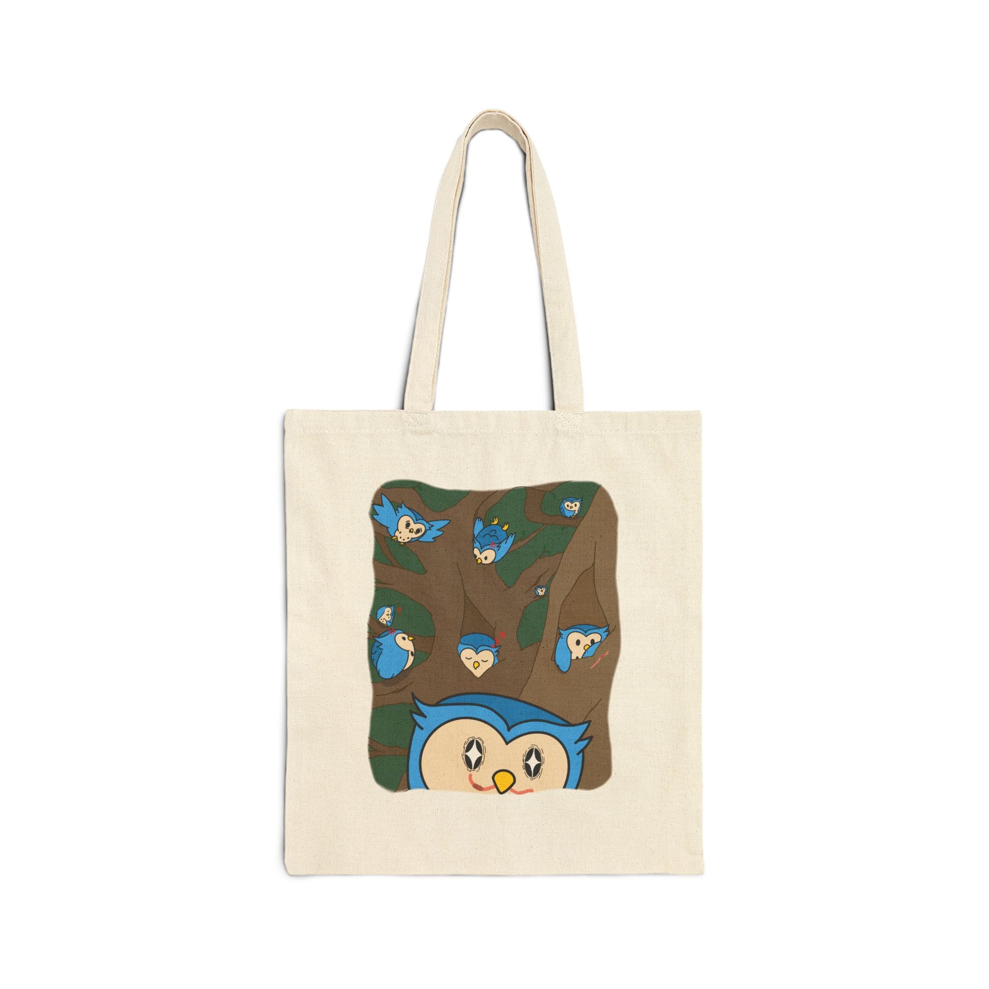 Observant Owlbert - 15" x 16" - Natural and Black - Tote Bag