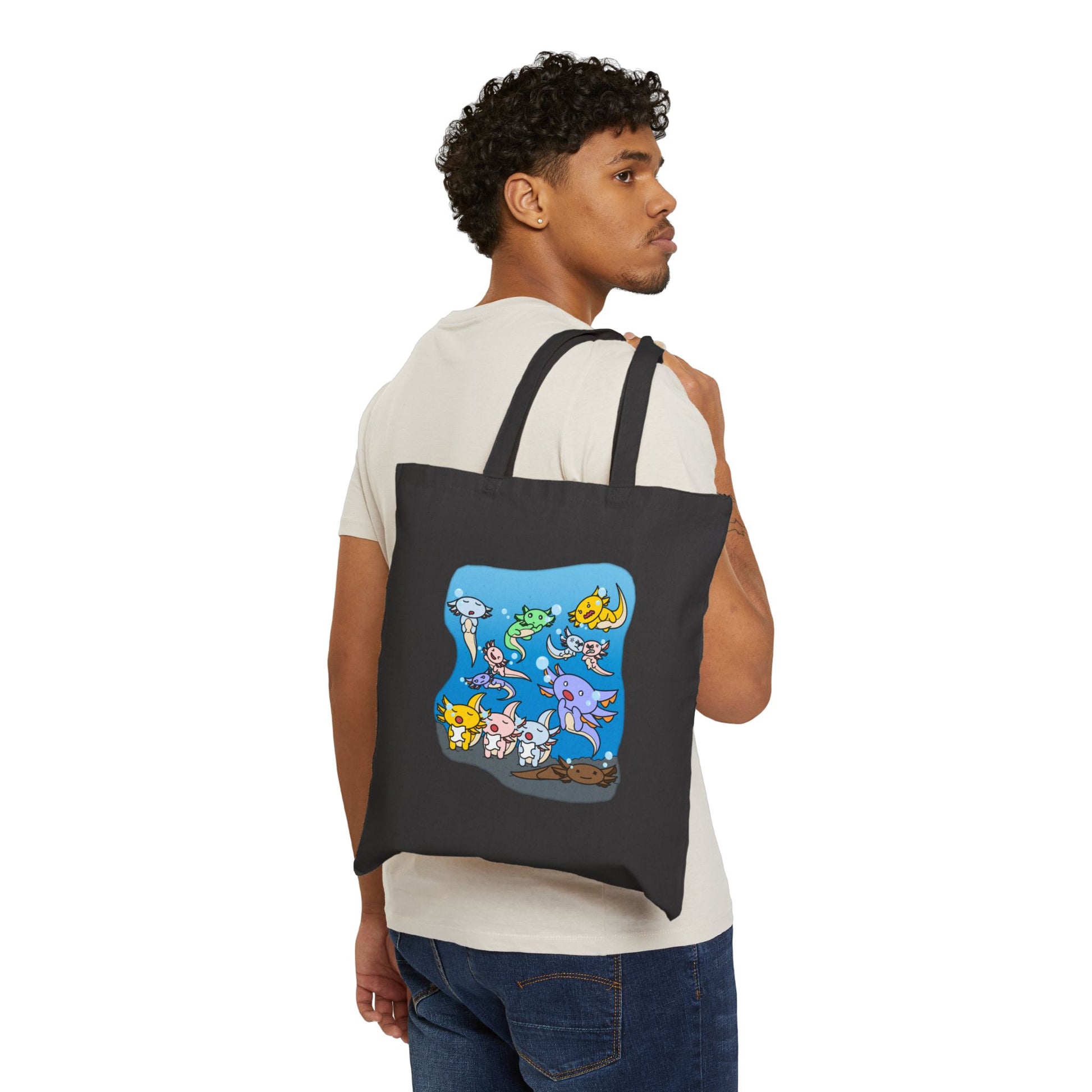 Lazy Lotto - 15" x 16" - Natural and Black - Tote Bag