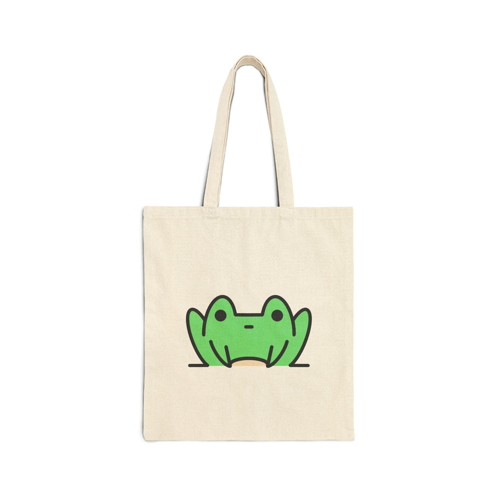 Friendly Frogger - 15" x 16" - Natural and Black - Tote Bag