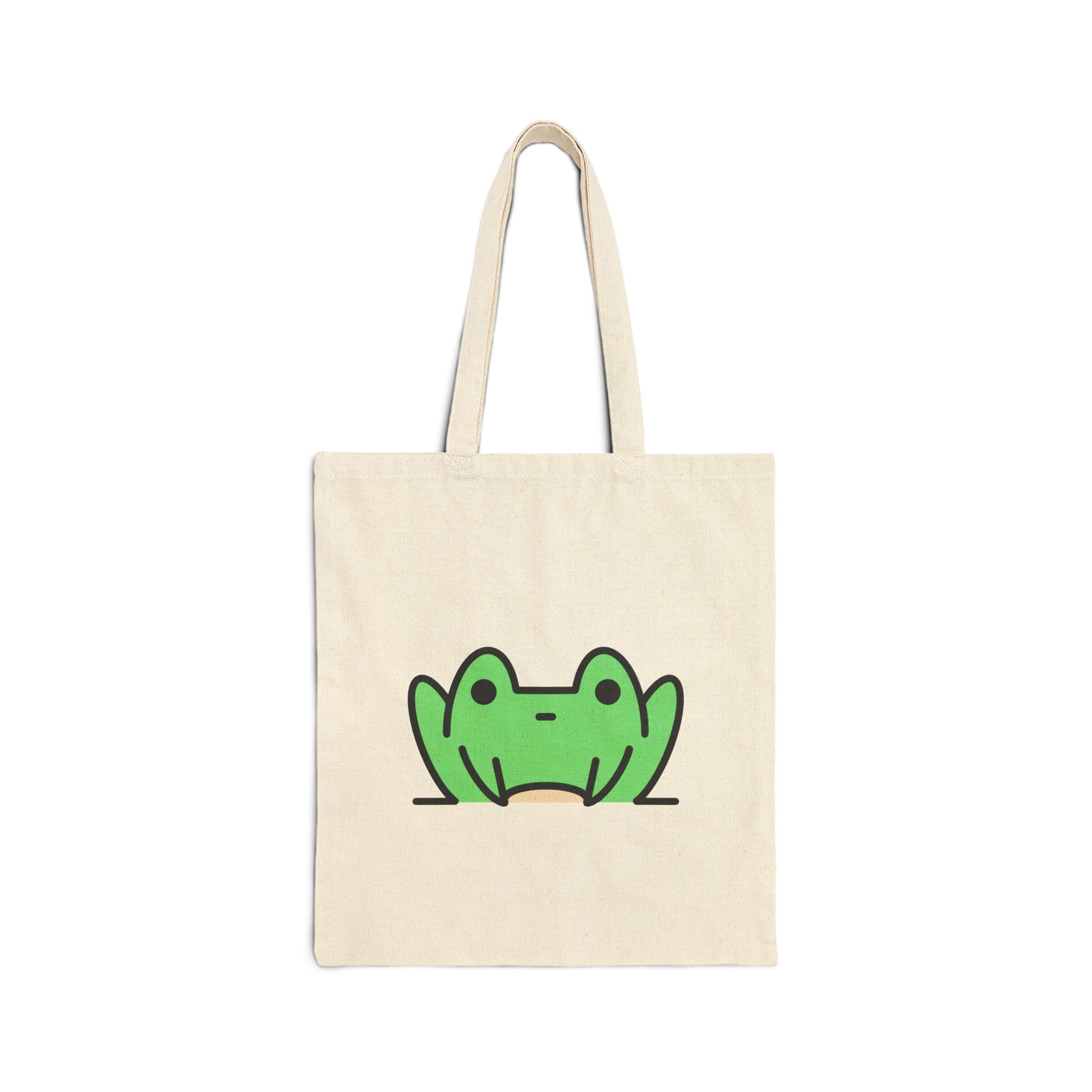 Friendly Frogger - 15" x 16" - Natural and Black - Tote Bag
